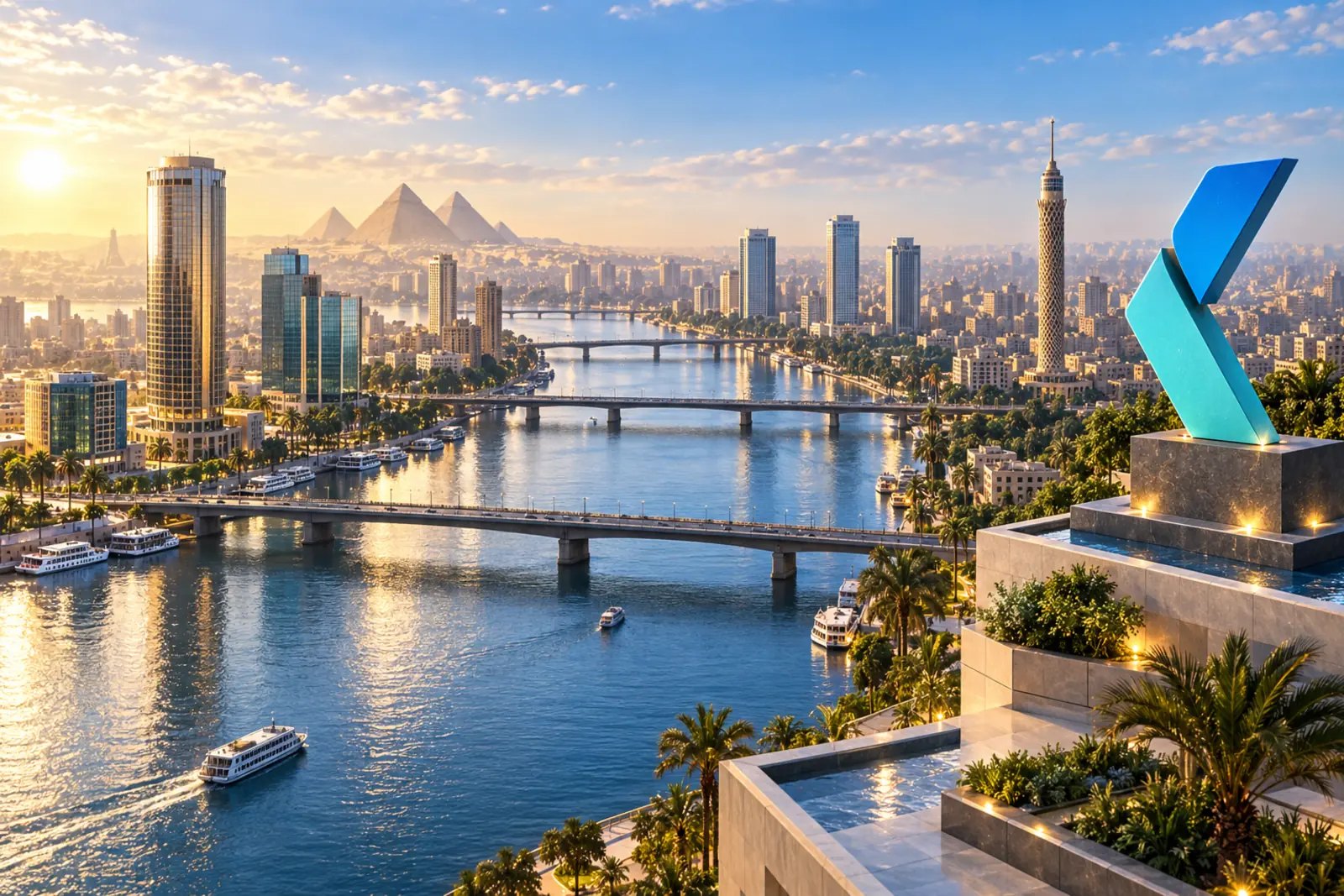 The Cairo skyline seen across the Nile